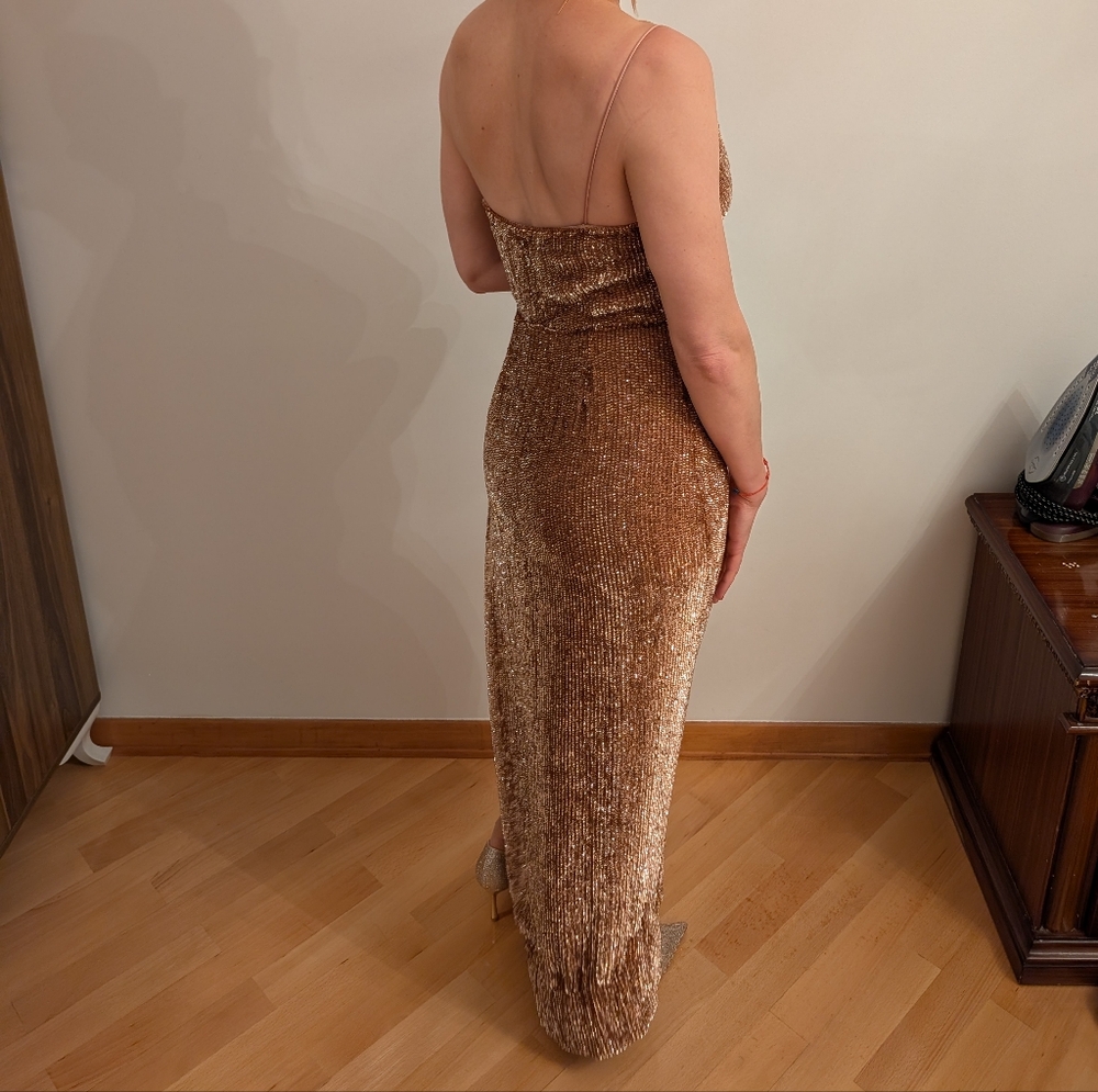 Retrofete Katya Bronze Sequin Evening Gown - Picture 4 of 6